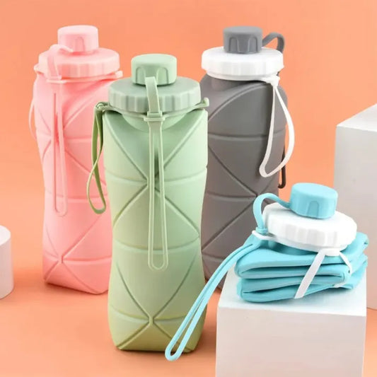 600ml Silicone Folding Water Bottle - Portable Collapsible Water Bottle For Hajj, Umrah & Ziyarat Travel