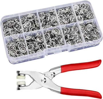 Metal Snap Buttons Press Plier with 150pcs 9.5mm Snap Buttons Kit