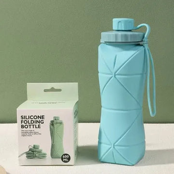 600ml Silicone Folding Water Bottle - Portable Collapsible Water Bottle For Hajj, Umrah & Ziyarat Travel